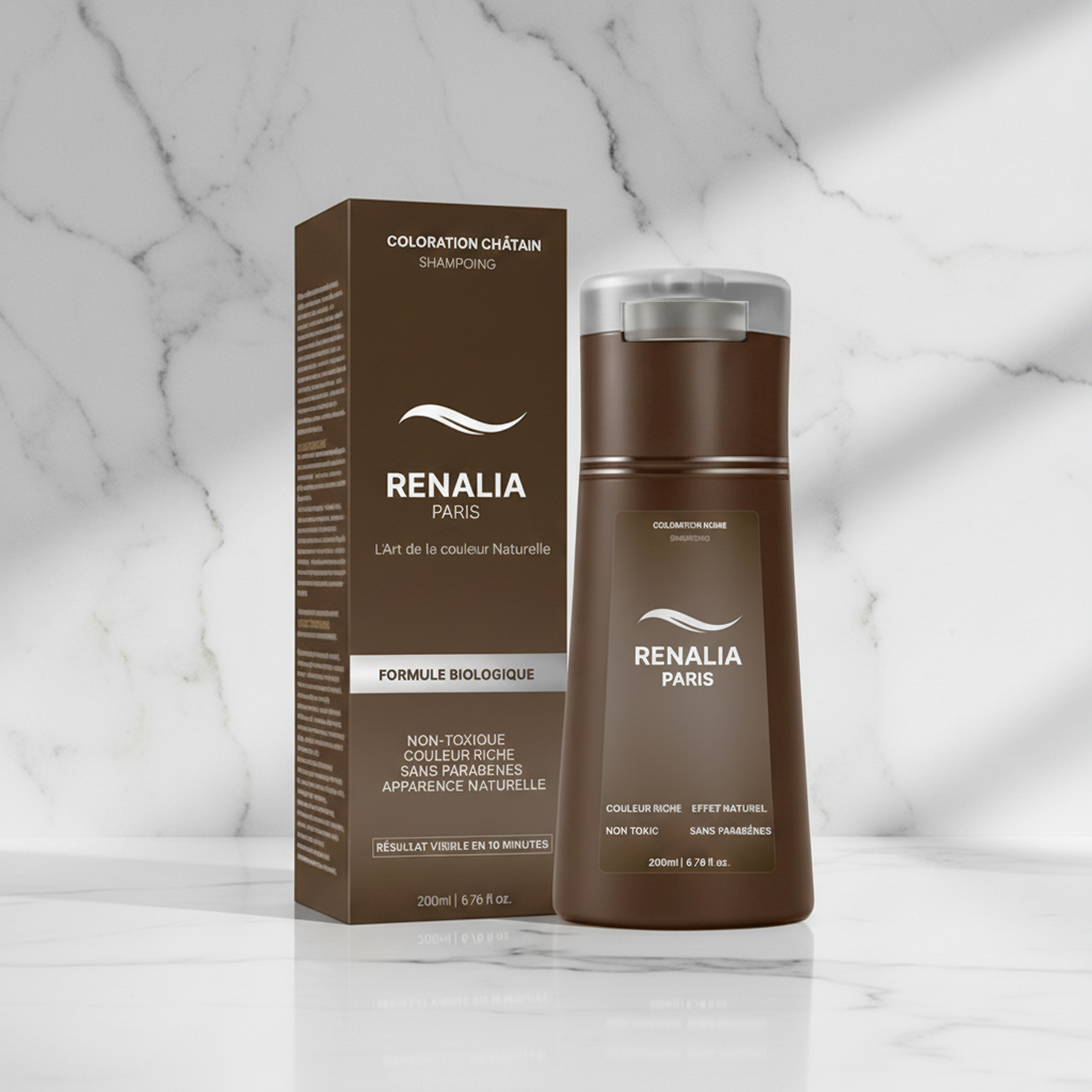 Shampoing colorant châtain